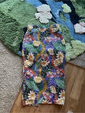 Floral Sequin Pencil Skirt in Purple